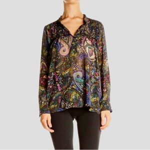 Beautiful Anthroplogie Dolan Odessa Chiffon Paisley Peasant Blouse, Size Large
